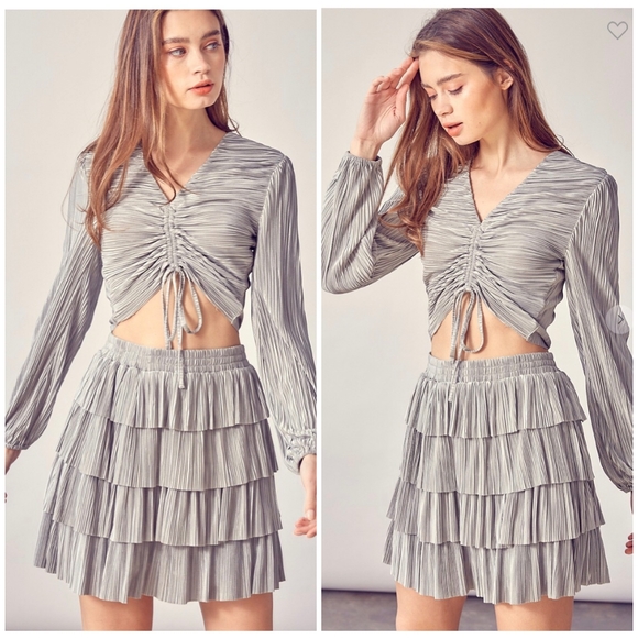 LAST 1❗️Idem Ditto Vintage Sage 2-Piece Tiered Skirt Set - Picture 4 of 11